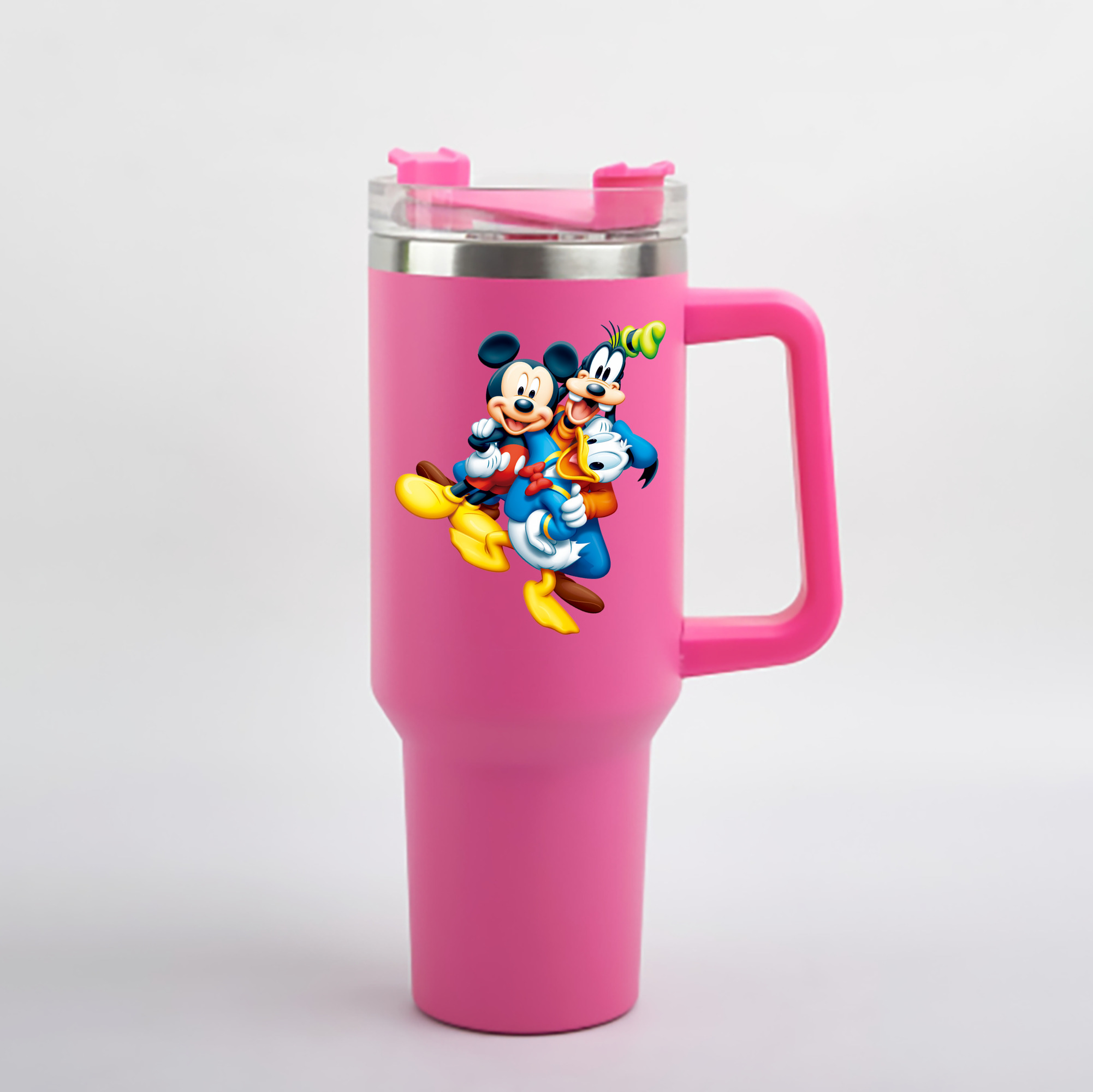 （画像用） ミッキーマウス Mickey Mouse 1200mL車用タンブラー - クリスタルステッカー（プラスチックストロー付き）
